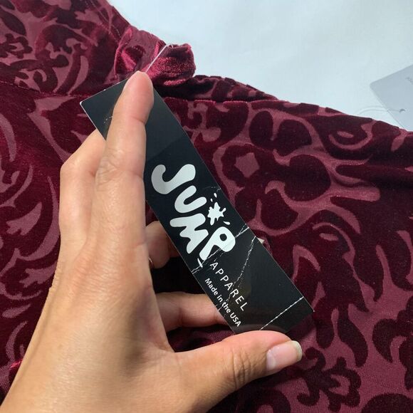 Jump Apparel Burgundy Red Burnout Velvet Sleeveless round Neck Sheath Dress L - Picture 7 of 12